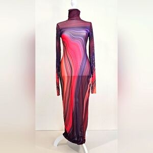 AFRM Shailene Dress in Abstract Rouge Wave Women's Size S